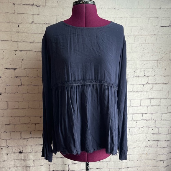 Cloth and stone navy blue long sleeve blouse size medium - Picture 1 of 6